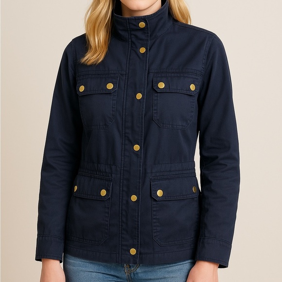 J. Crew Jackets & Blazers - J. Crew Navy Utility Jacket with Gold Buttons, size small, Fall, Spring
